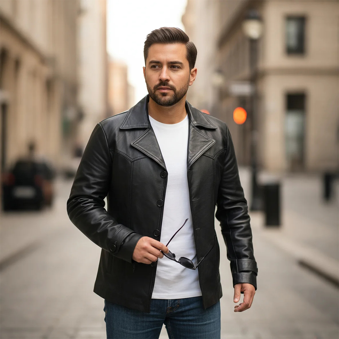 Men's Leather Blazer
